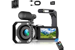 Dumjug Digital Video Camera Camcorder 4K for Students Teens Beginner, 4K 60FPS Video Recorder 48MP Photo Video Camera Kit with Stabilizer, Lens Hood, Extral Mic, Memory Card