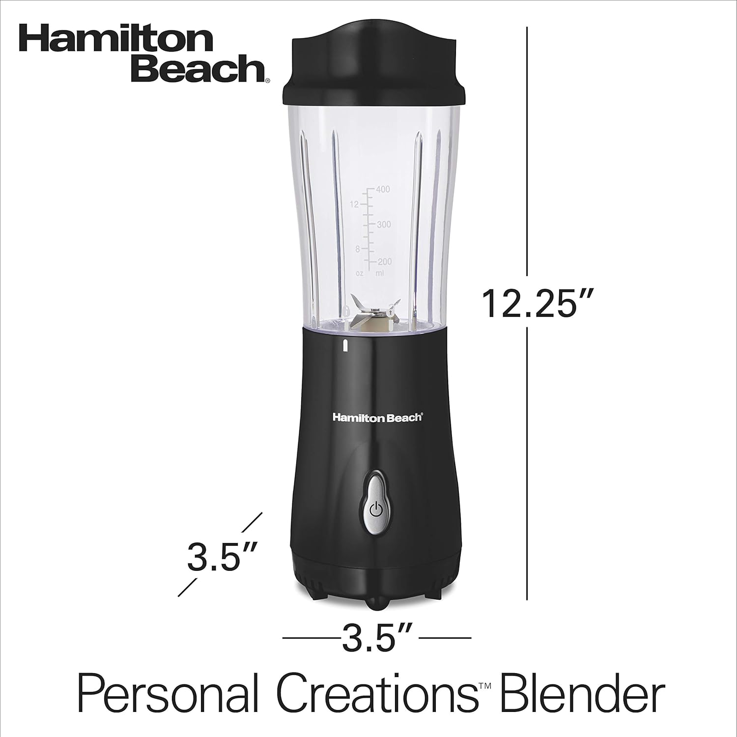 Hamilton Beach Personal Blender for Shakes and Smoothies with 14oz Travel Cup and Lid, Black (51101AV): Kitchen & Dining
