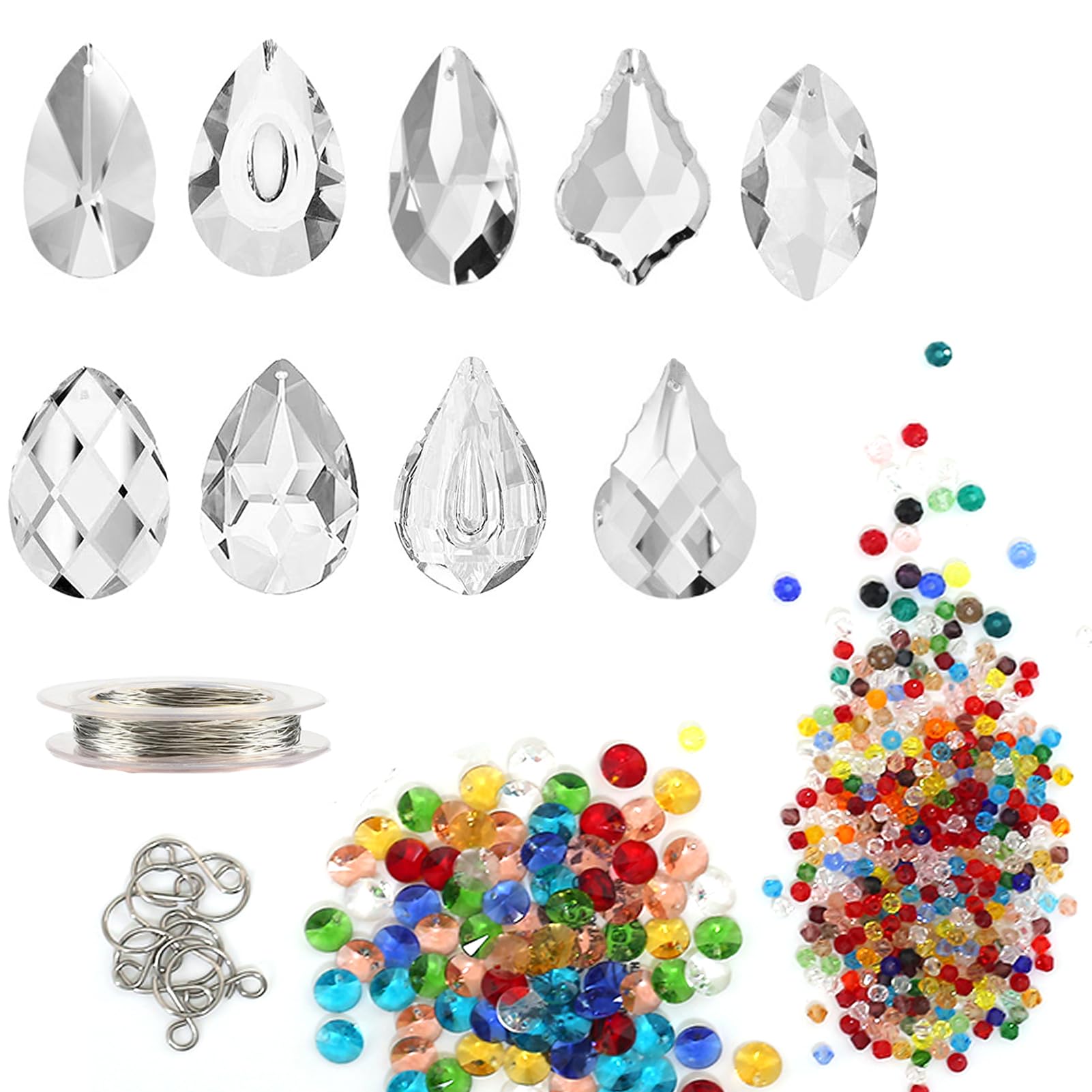 ToBeIT 9pcs Crystal Sun Catcher Conjures up Light Reflections Decorative Pendant DIY (H-Mix)