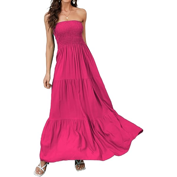 GLIGET Summer Dresses for Women 2024 Solid Sleeveless Ruffle Hem Halter Maxi Dress (Color : Red, Size : X-Small) at Amazon Women's Clothing store GLIGET Summer Dresses for Women 2024 Solid Sleeveless Ruffle Hem Halter Maxi Dress (Color : Red, Size : X-Small) at Amazon Women's Clothing store