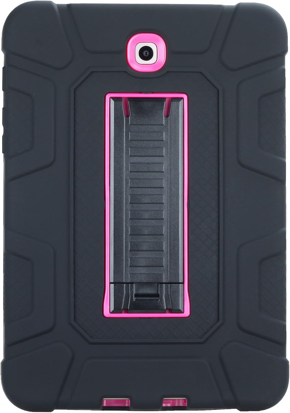 Galaxy Tab S2 8.0 Case , Heavy Duty Hard Armor Cover PU Silicone Case with Kickstand Full Body Protection Ultra Slim Shell for Samsung Galaxy Tab S2 (8.0 Inch, SM-T710 T715 T713) Tablet (rose)