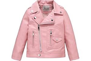 LOKTARC Boys Girls Faux Leather Jacket for Kids Motorcycle Biker Leather Jackets
