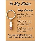 YACO STORE Sister Gifts From Sister Birthday Gifts, Stone Keychain with Meaningful Message Card for Her Women for Christmas