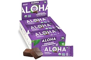 ALOHA Organic Plant-Based Protein Bars | Chocolate Fudge Brownie | Vegan, Gluten-Free, Paleo, Low-Carb, Non-GMO, Soy-Free, 12 Count