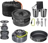 Lixada Portable Cookware Kit 2-3 Person Non Stick Camping Pots Pan Set
