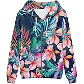 Irisjudy Island Tribal Zipper Women Hoodies with Pocket, Leopard Print,Music Notes Plus Size Hooded Sweatshirt Sport Coat