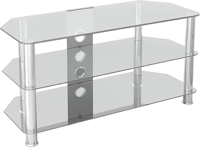 mahara Clear Glass TV Stand 100cm for TVs up to 50" Amazon.co.uk Kitchen & Home