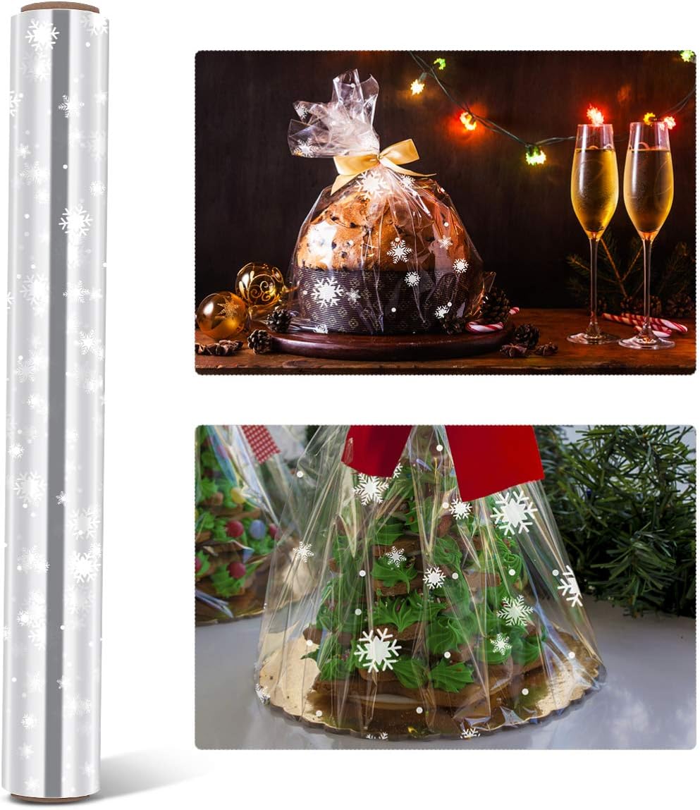31.5 in. x 100 ft. Snowflake Wrap Clear Cellophane Wrap Roll for Wrapping Protective Paper Arts & Crafts Supplies - Image 5
