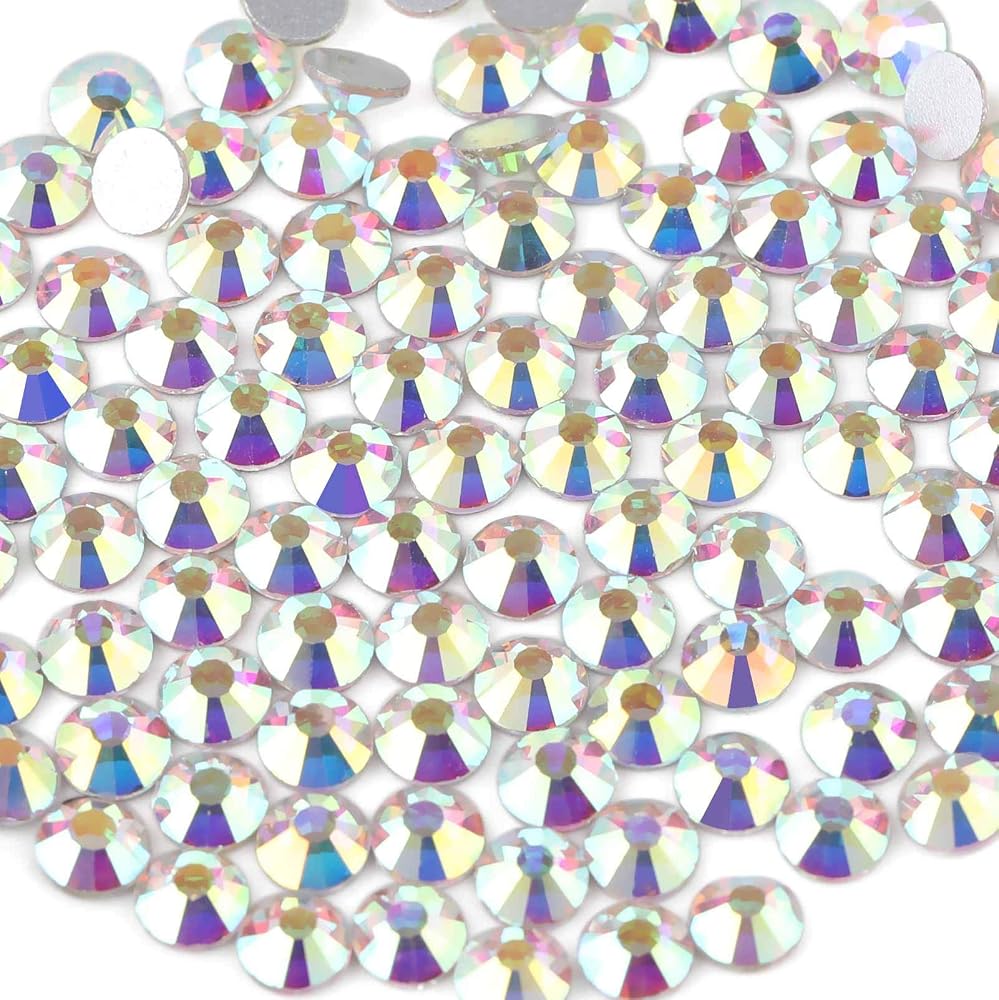 Beadsland Flat Back Crystal Rhinestones,Crystal AB, SS20, 1440pcs | Flatback Glass Gems, for Nail Art Craft, Glue Fix, 4.6-4.