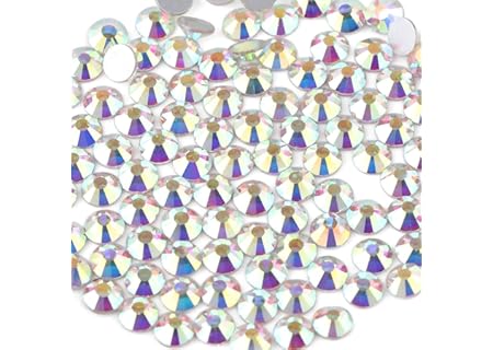 beadsland Flat Back Crystal Rhinestones Round Gems for Nail Art and Craft Glue Fix