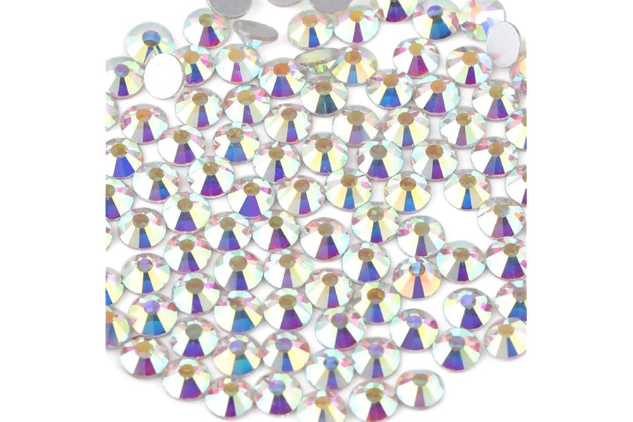 Beadsland 1440pcs Flat Back Crystal Rhinestones Round Gems for Nail Art and Craft Glue Fix, CrystalAB, SS20, 4.6-4.8mm