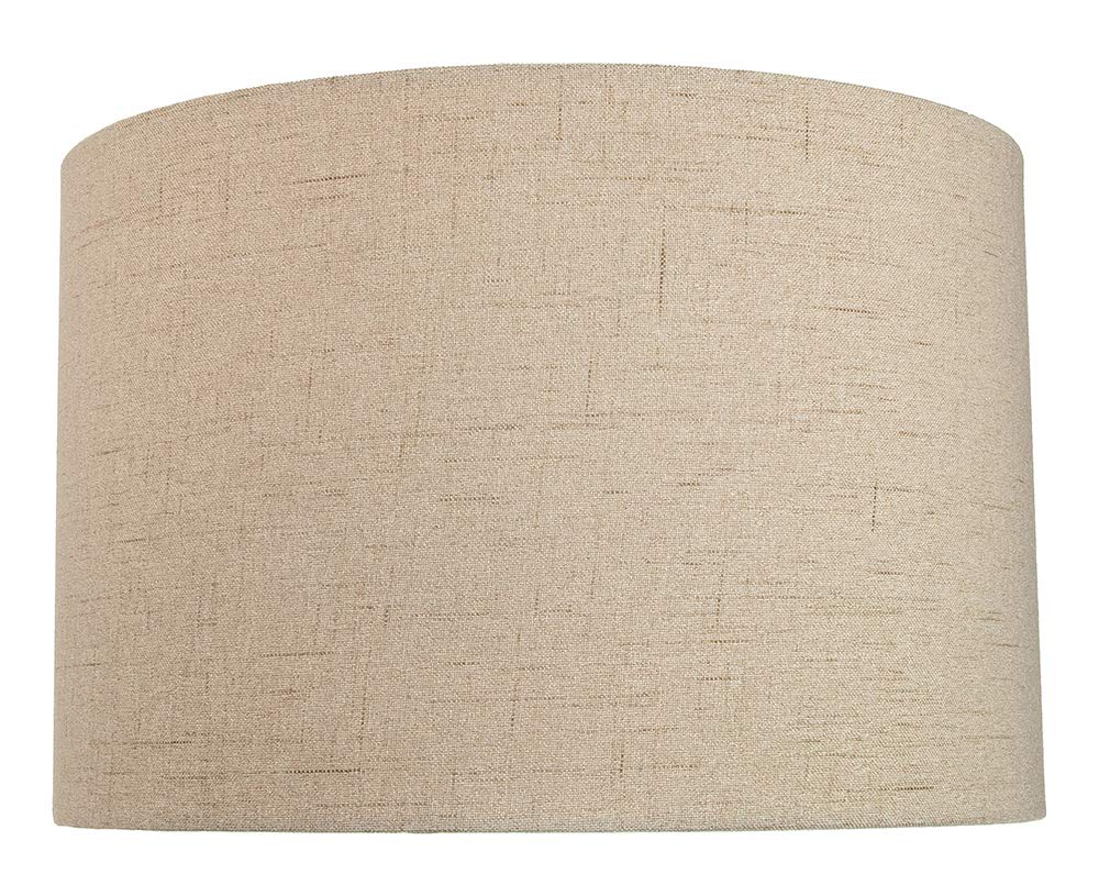 Contemporary and Sleek 12 Inch Taupe Linen Fabric Drum Lamp Shade 60w Maximum | 30cm Diameter | for Table Lamp or Pendant by Happy Homewares