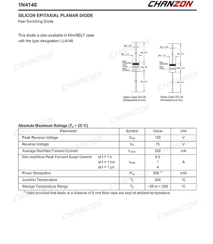 1N4148 datasheet - Silicon Switching Diode Do-35 Glass Package