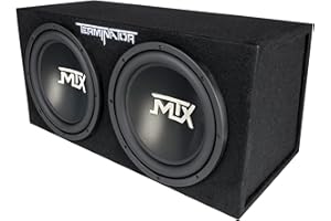 MTX Dual 12-Inch Subwoofers with Loaded Enclosure, 1200W Max Power, 400W RMS, Terminator - Car Audio Subwoofer and Speaker System with Deep Bass Sound