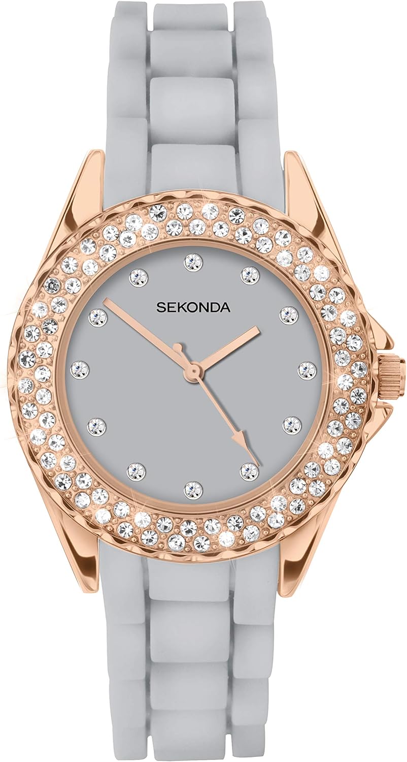 SEKONDA Women's Analogue Analog Quartz Watch with Silicone Strap 2683