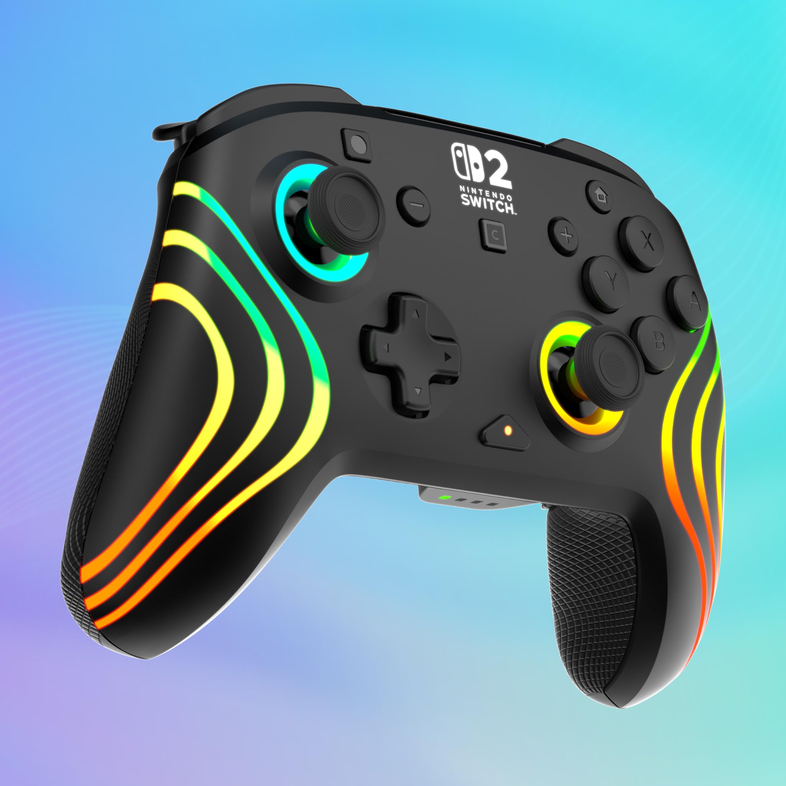 Turtle Beach Afterglow Wave Schwarz Kabelloser RGB-Gaming-Controller offiziell lizenziert für Nintendo Switch 2 8