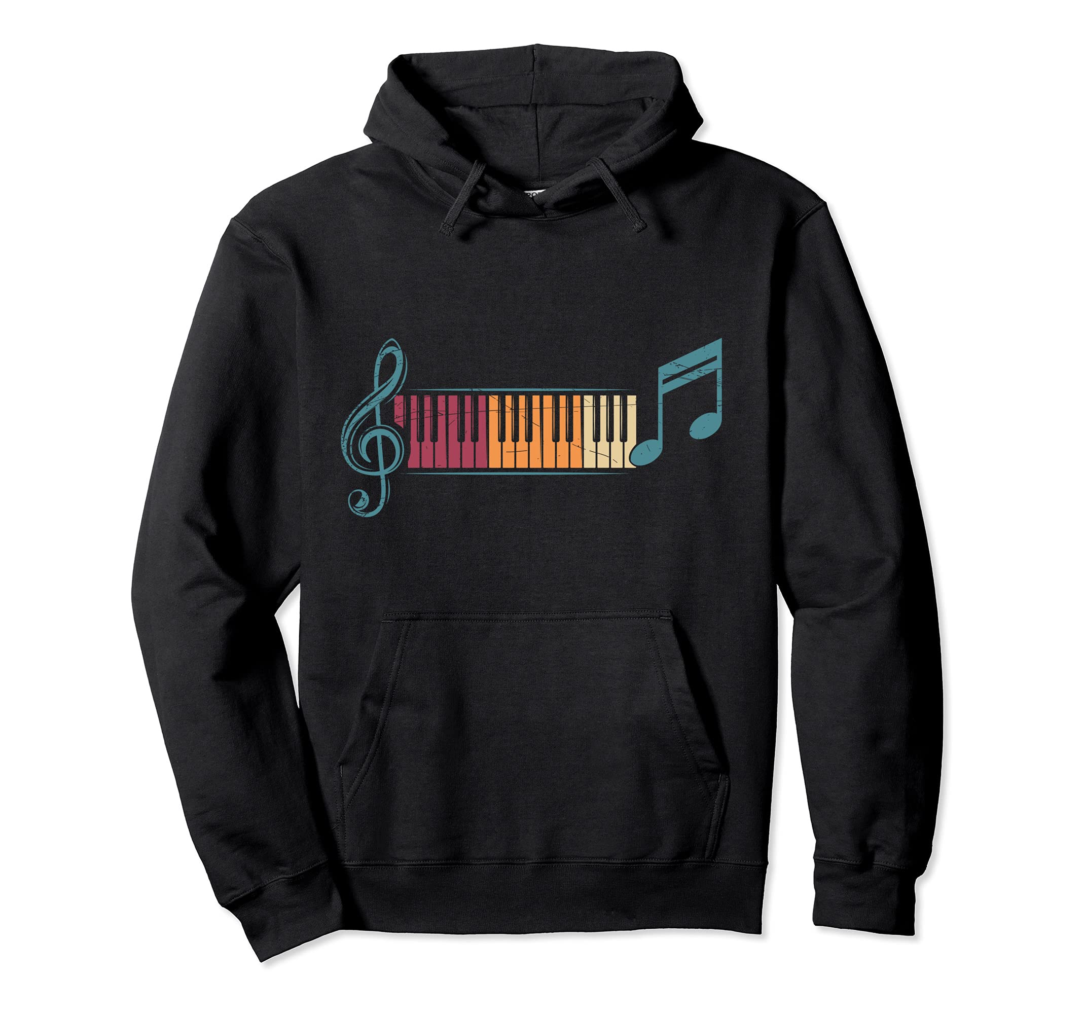 Retro Keyboard Treble Clef Musical Instrument Pianist Piano Pullover Hoodie