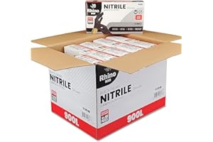RHINO Black Nitrile Disposable Gloves (1000 Count), Latex-Free, Powder-Free, Chemical Resistance, Multipurpose Working Gloves