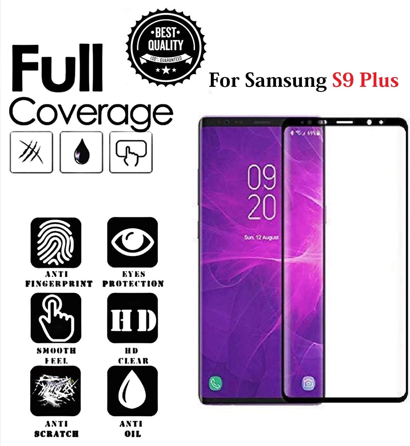 JGDWORLD Edge to Edge Full Screen Coverage with HD Clearance Premium Quality tempered Glass for Samsung Galaxy S9 Plus