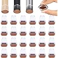 24 PCS Small Clear Chair Leg Floor Protectors for Hardwood Floors, Felt Furniture Pads, Chair Table Leg Caps Covers, Floor Protectors for Chair, Bar Stool Leg Protectors (Fit: 0.5''–0.8'', Square)
