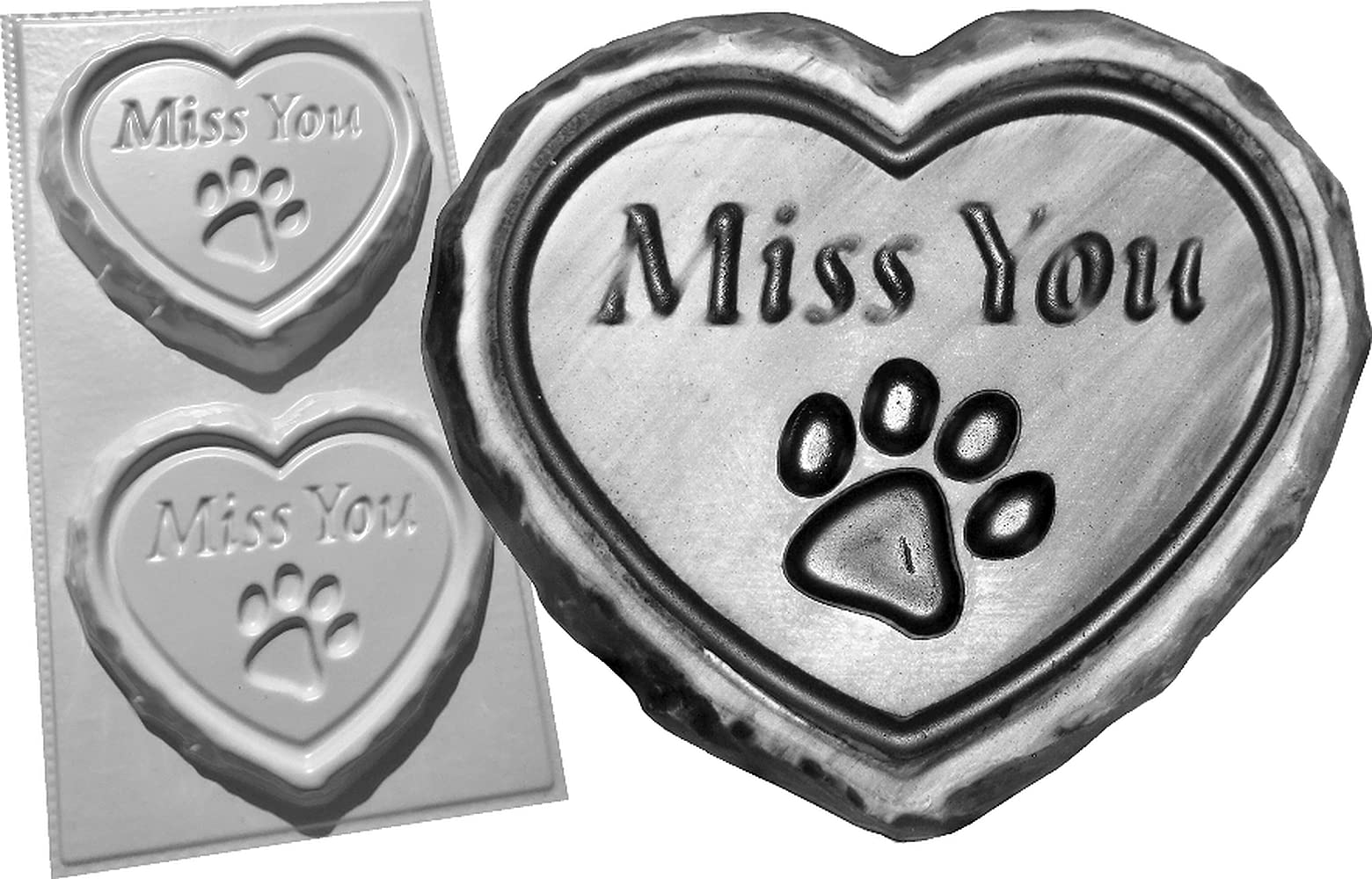 Paw Print Small Concrete Moulds Pet Grave Markers Memorial Stones Hearts Dog Cat