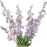 ZYTUYO Purple Delphinium Artificial Flower Long Stem 4pcs 33.5in Fake Larkspur Faux Look Real Silk Plant Bulk Bouquet for Outdoor Tall Vase Home Garden Wedding Arrangement Decoration