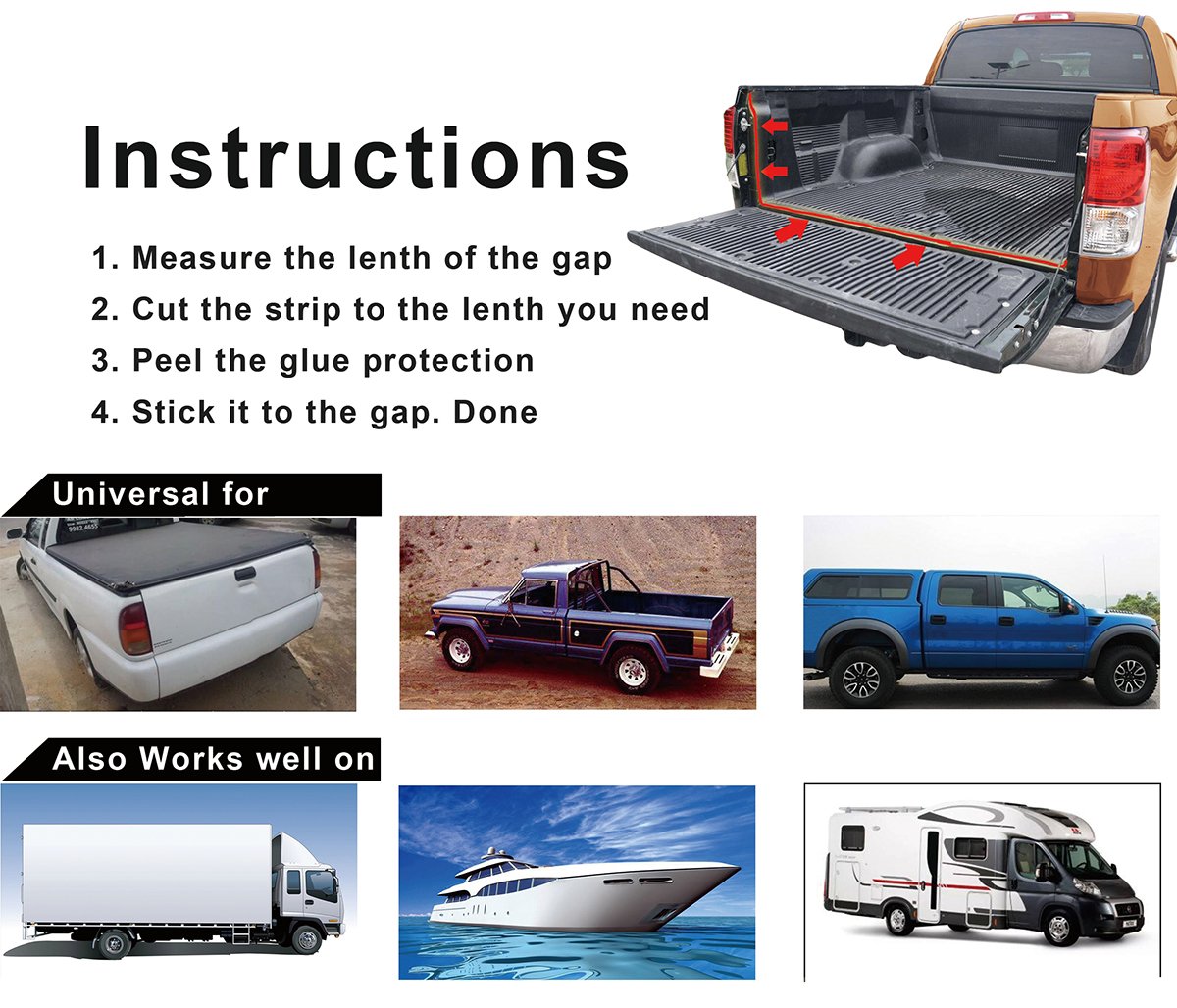 Galleon LOOBANI 10ft Adhesive Universal Pickup Truck Bed Tailgate