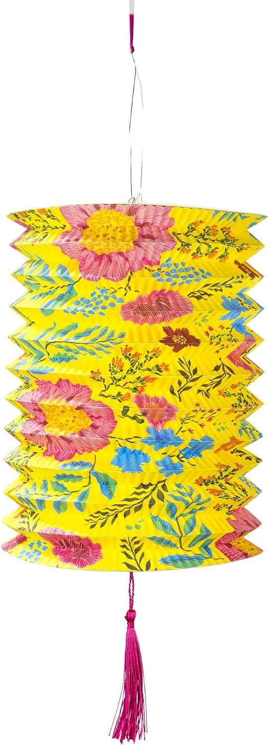 Talking Tables Pack of 3 Boho Chinese Paper Lanterns with Tassels, Pink - Image 4