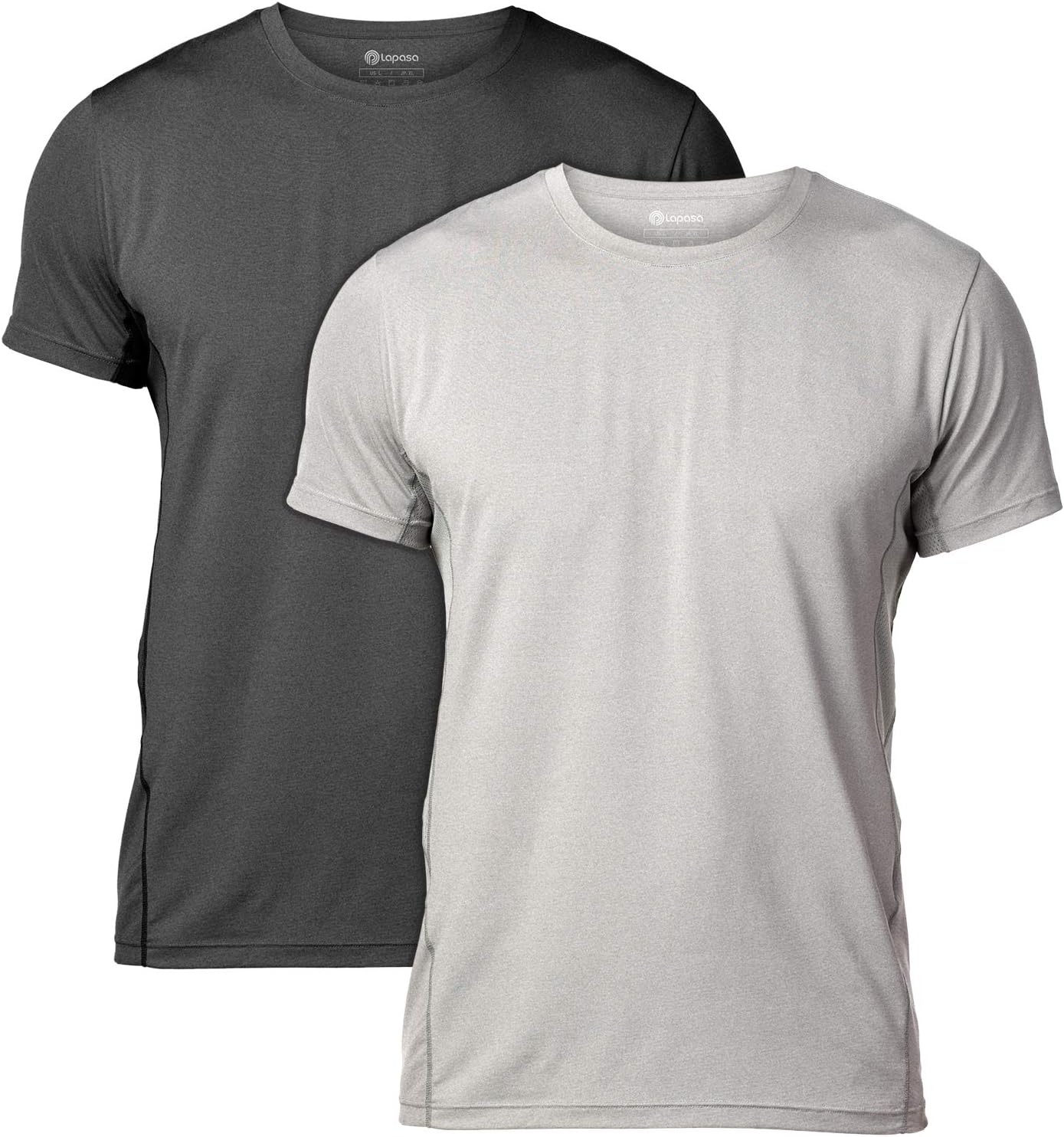 LAPASA Men’s Short Sleeves T-Shirt 1 Pack & 2 Pack Quick Dry Sports Essential Tee Shirt Crew Neck Undershirt with Anti-Odour Technology for Running Exercise Workout Gym Tops M15,M44