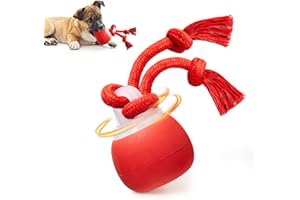 Potaroma Interactive Dog Ball Toys Touch Activated, Rechargeable, Squeaky Dog Toy, Moving Ball for Pup with Rope for Medium Small Dogs Puppy Dark Red