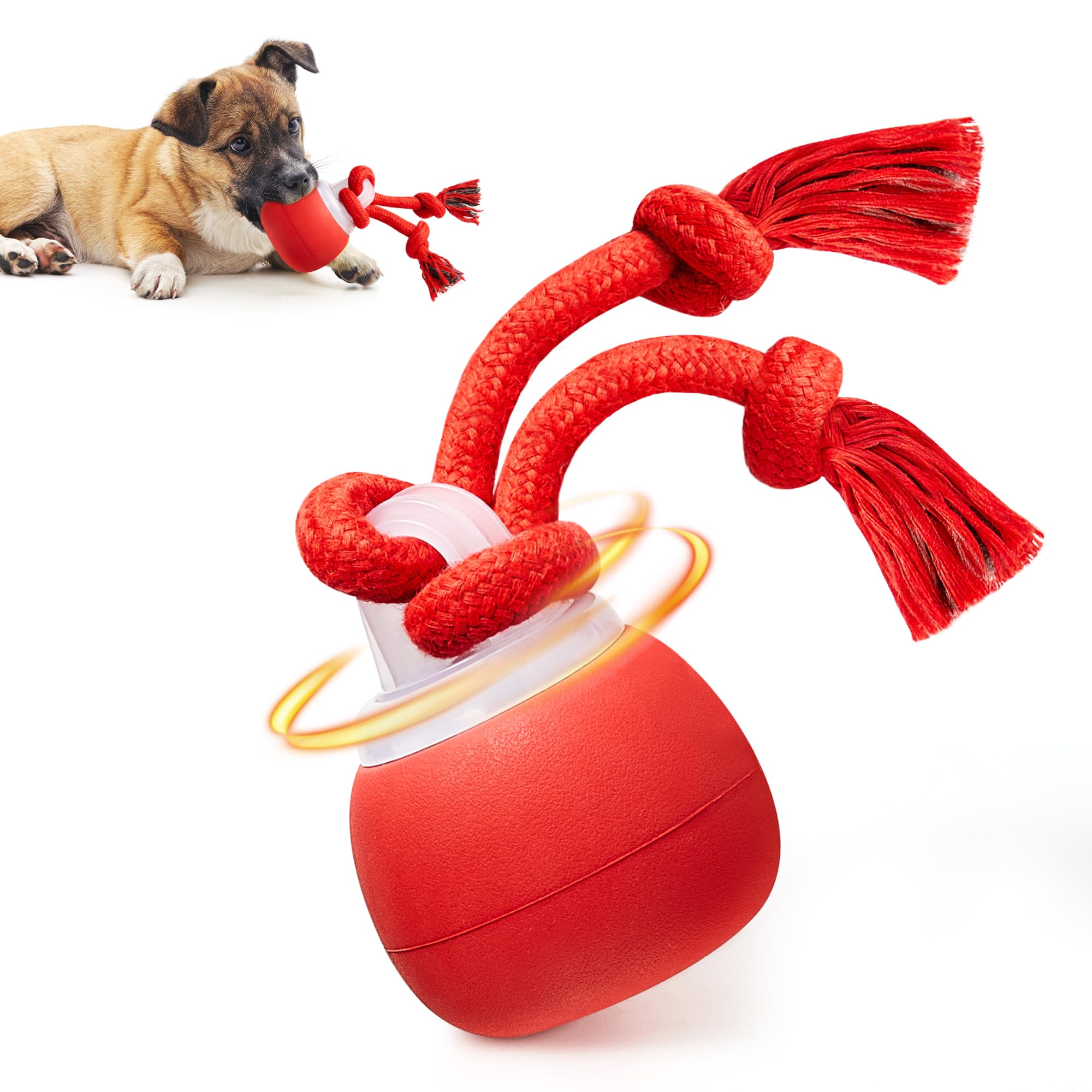 Photo 1 of Potaroma Interactive Dog Ball Toys Touch Activated, Rechargeable, Squeaky Dog Toy, Moving Ball for Pup with Rope for Medium Small Dogs Puppy Dark Red