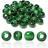 Woodeni Green 18mm Round Loose Beads, 50pcs, Large Hole for Macrame, Vintage Style Home Decor