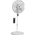 Lasko EcoQuiet Oscillating Pedestal Fan with Whisper Quiet DC Motor, 12 Speeds, 8 Hour Timer, Adjustable Height, Remote Control, White, S18705, Large
