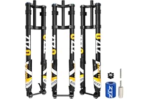 Exceedhub 29 Inch Mountain Bike Air Inverted Suspension Fork, Thru Axle 15 * 110mm Travel 200mm Double Crown MTB Manual Lockout, Rebound Adjustment Straight Tapered Disc Brake Bicycle Front Forks