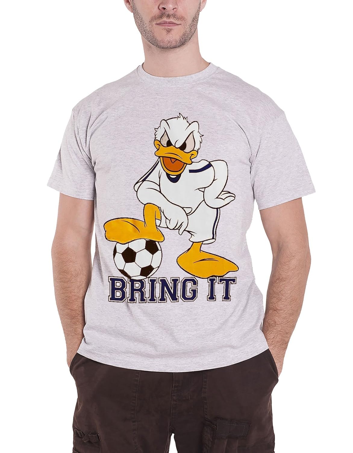 Donald Duck T Shirt Bring It Block Football Logo S Heather Grey | Zelite
