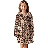 Arshiner Boys Girls Flannel Bathrobes Soft Fuzzy Hooded Robe Sleepwear with Belt for Kids