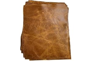 THE TANNERY NYC Distressed Cowhide Pull Up Leather: 8.5'' x 11'' Pre Cut Pieces (Tan, 1 Piece)