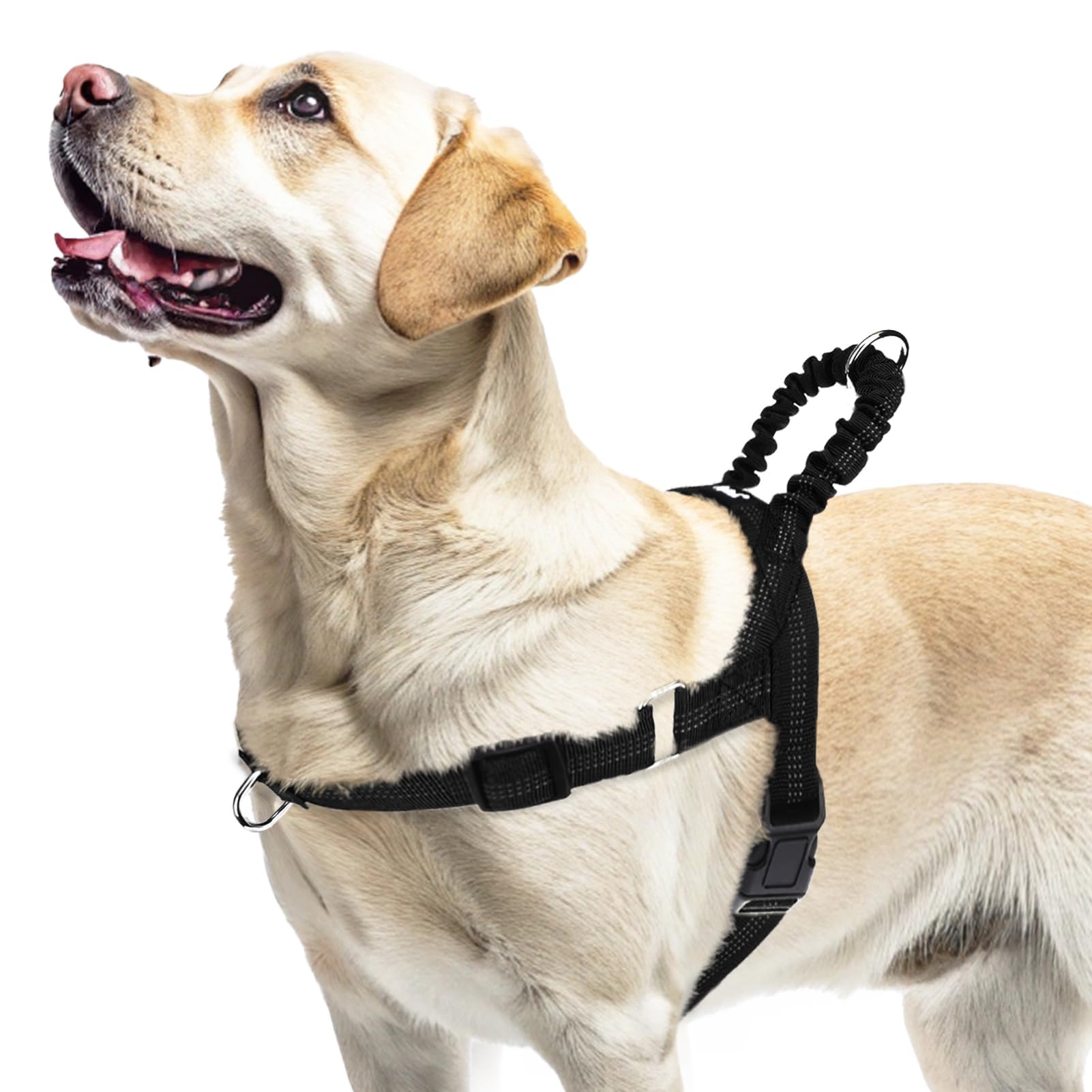 Photo 1 of PUPTECK No Pull Dog Harness for Large Dogs, Adjustable Reflective Pet Vest Harness with Bungee Handle, Escape Proof No Choke Harness for Large Dogs Walking Training, Black L