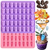 FRUIID Mini Skull Mold, 2 Pack Halloween Skull Chocolate Candy Molds | 80-Cavity Small Skull Silicone Molds for Gummy, Jello, Cake & Cupcake Decorations, Dog Treat, Halloween Party Supplies