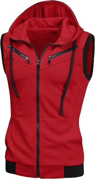 Amazon Uxcell ノースリーブ ベスト タンクトップ フード付き 袖なしパーカー 無地 トレーニング フィットネス メンズ アクティブ ベスト 通販
