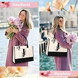 Tecanne Personalized Initial Canvas Tote Bag 17x11.8x7.8 Natural Cotton view 2