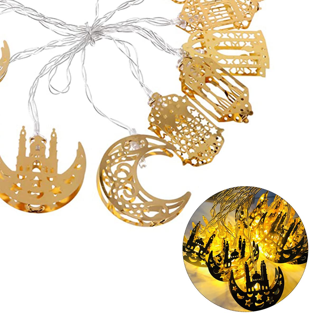 Tiardey 65inch Ramadan String Lights Party Light Decoration Fairy String Lights LED Ramadan Lamp for Festival - Warm White