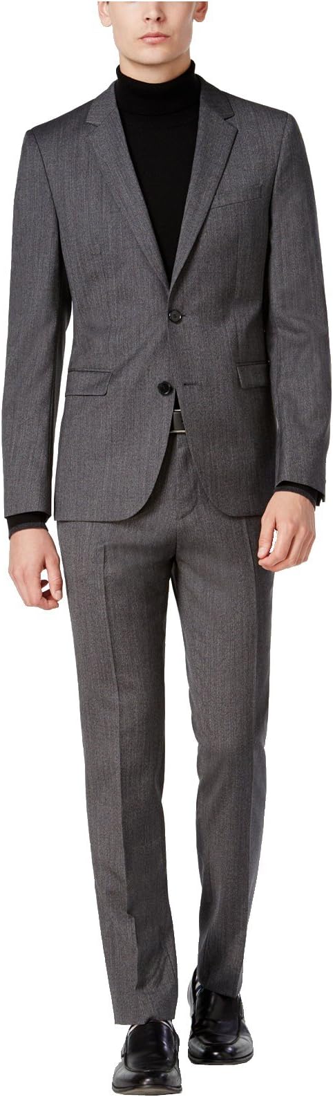 Hugo Boss Astian/Hets Extra Slim Fit 2 Piece Men's 100% Virgin Wool Suit Melange Herringbone 50320624 033 by Hugo