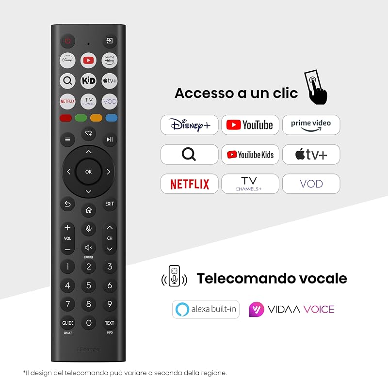TV 100" QLED 4K 144Hz 100E7Q PRO, Smart TV VIDAA U8, Dolby Vision IQ, HDR 10+ Adaptive, Game Mode, Dolby Atmos, Alexa Built-in, Voice, Tuner DVB-T2/S2 HEVC 10, lativù, 2025