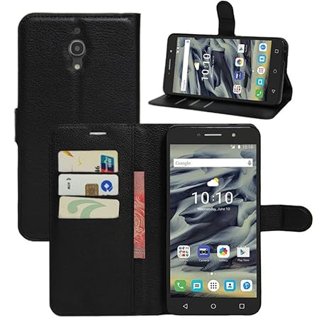 HualuBro Alcatel Pixi 4 (6 Zoll) 4G Hülle, Leder Brieftasche Etui Tasche Schutzhülle HandyHülle [Standfunktion] Lederhülle Fl