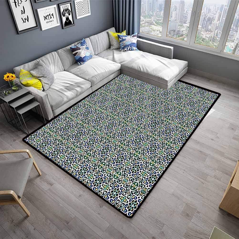 Rug Pad n Entryway Rug Lily Daisy Blooms Vintage (4'7"x5'2")