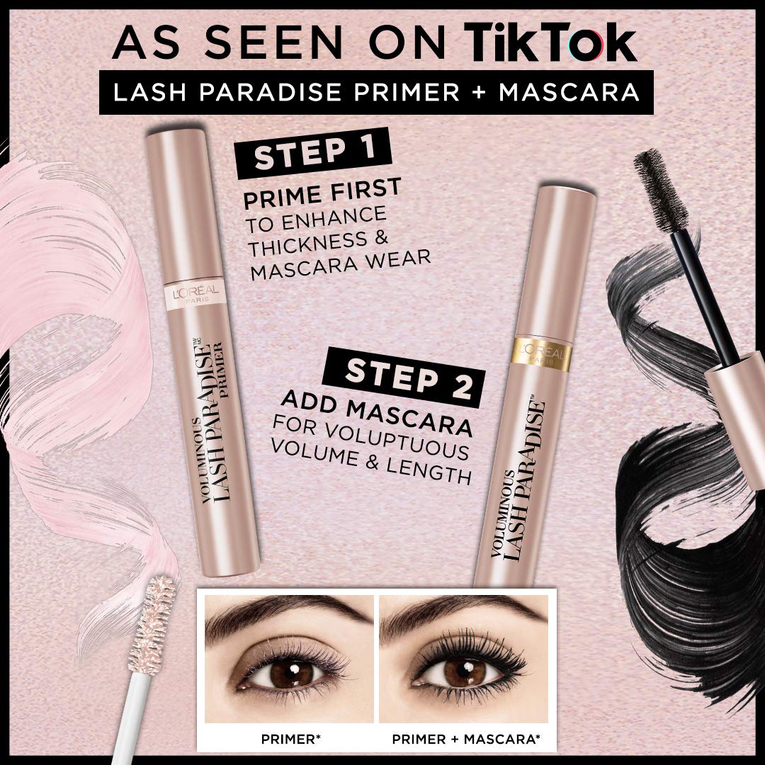 L'Oreal Paris Voluminous Makeup Lash Paradise Mascara, Voluptuous Volume, Intense Length, Feathery Soft Full Lashes, No Flaking, No Smudging, No Clumping, Blackest Black, 1 Count: Beauty