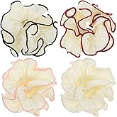 LXUEJIE 4 Pcs Oversized Puffy Hair Scrunchies, Multicolor Elastic Jumbo Puffy Hair Scrunchy Double Layer Pleated Ruffle Stain Hair Ties for Women Girls Thick Curly Hair (4 Color A)