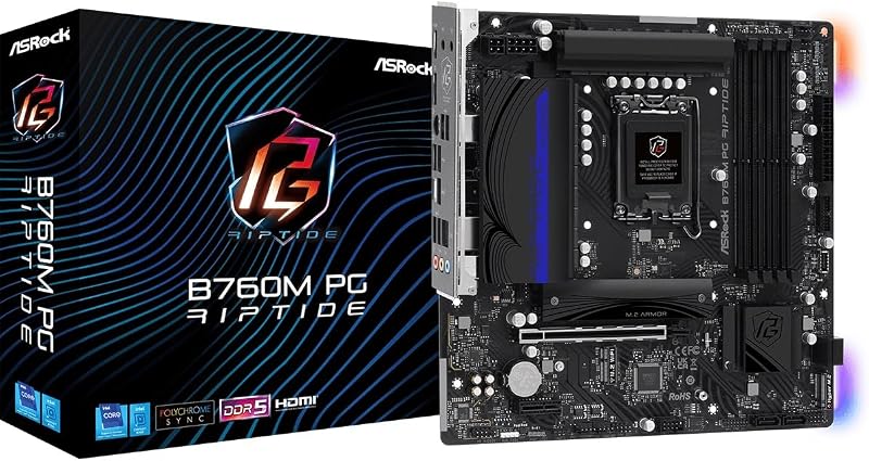 ASRock B760M PG RIPTIDE Motherboard Intel B760 DDR5 4 DIMM Micro ATX 2x M.2