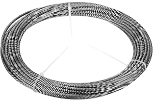 uxcell 5/32"(4mm) 304 Stainless Steel Cable Wire Rope 7x7 Strands Core 50ft (15M) Aircraft Wire for Construction Outdoors Marine Rigging Decking Railings
